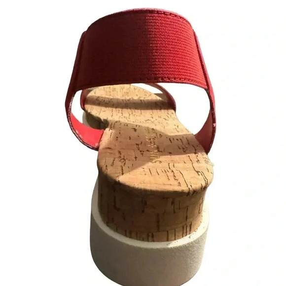 Sun + Stone Womens Melanyy Slip On Open Toe Wedge Sandals Red - Picture 7 of 7